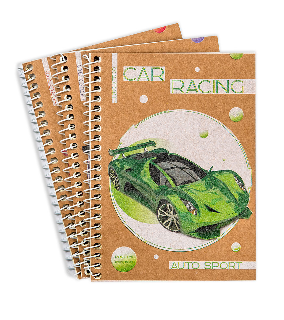 Блокнот А6 крафт “Автомобільні перегони” фото 1